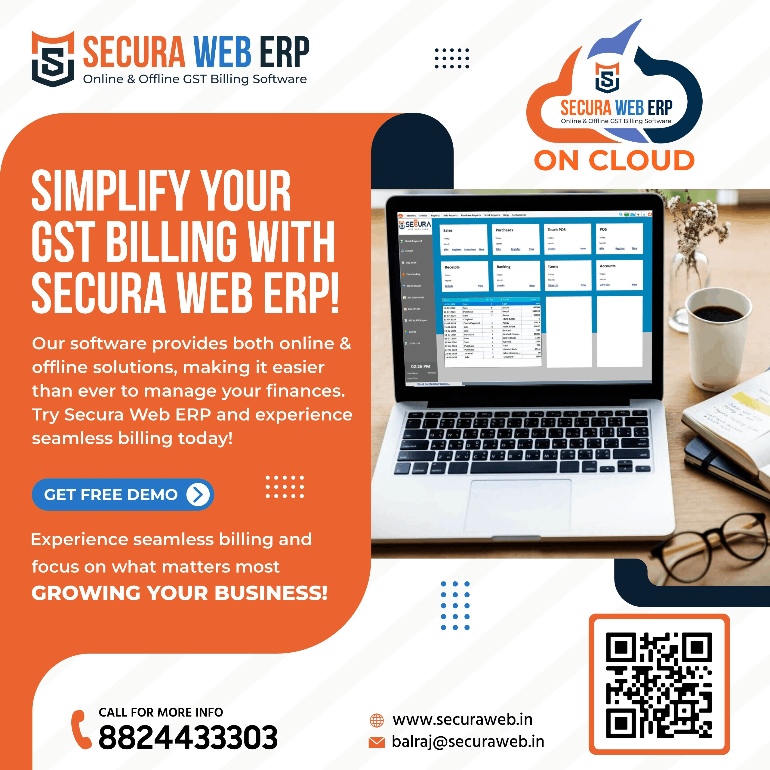 Secura Web ERP Billing & Accounting Software Dashboard